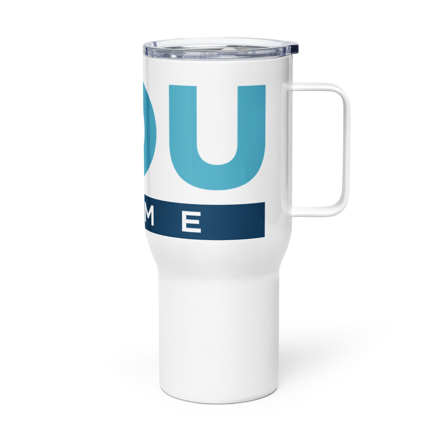 Travel mug with a handle
